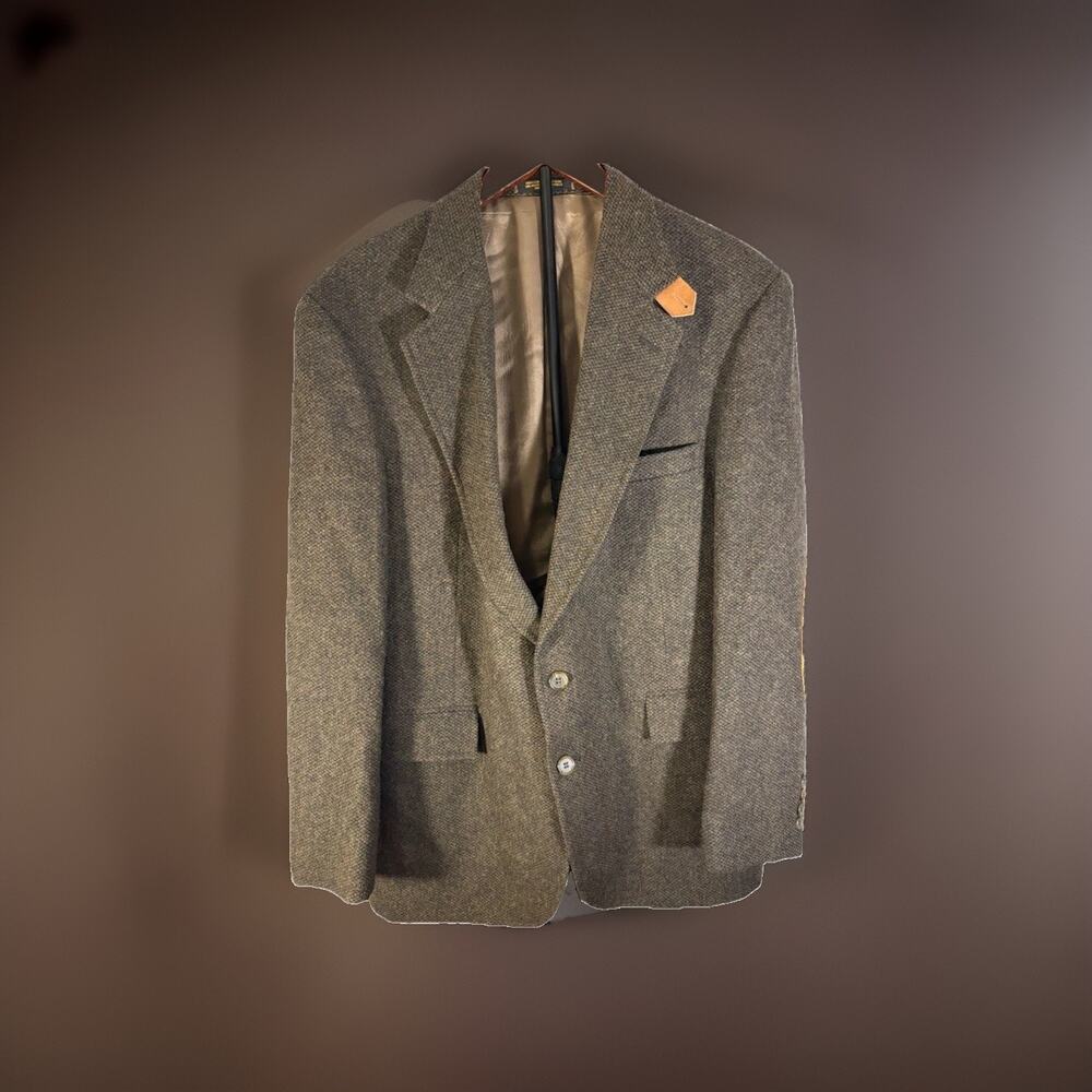 Vtg Evan Picone 100% Wool Tweed Blazer 42R Elbow Patches USA Union Steketee’s
